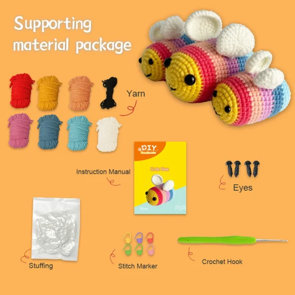Three Colorful Bees Crochet Kit