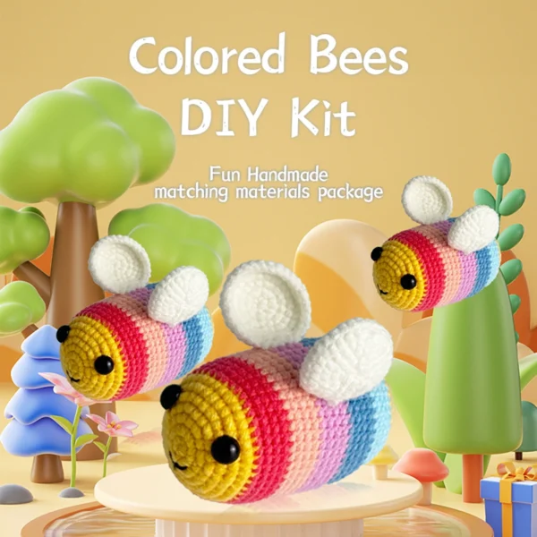 Three Colorful Bees Crochet Kit